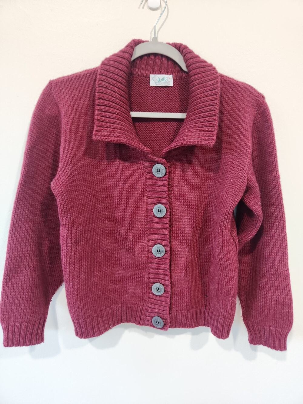 VINTAGE QUILLS PURE NEW MERINO WOOL IRELAND CARDIGAN SWEATER Sz M